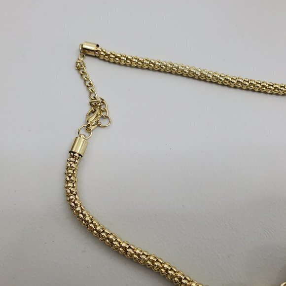 Statement Necklace Rhinestone Tear Drop Gold Tone - Picture 4 of 7